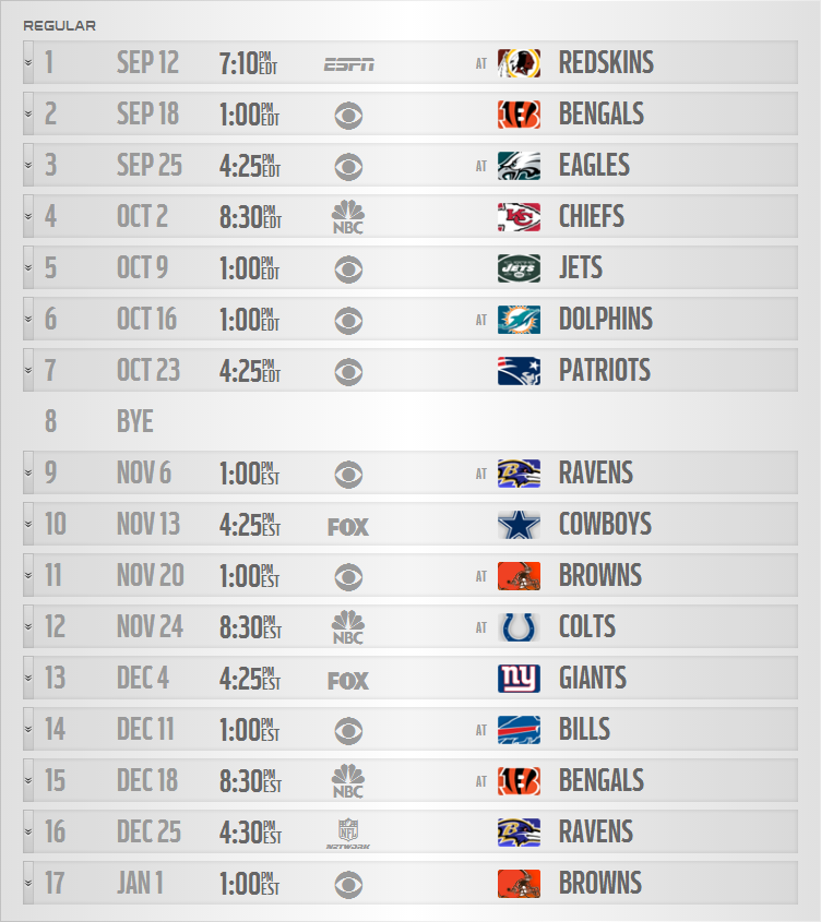 Steelers 2016 Schedule