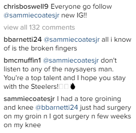 Sammie Coates has a potential knee injury 