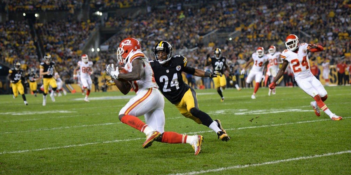 Justin Gilbert making a tackle for the Pittsburgh Steelers