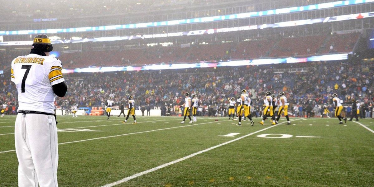Ben Roethlisberger warms up for AFC Championship Game