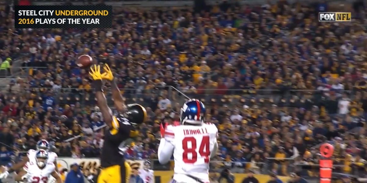 Lawrence Timmons intercepts an Eli Manning pass