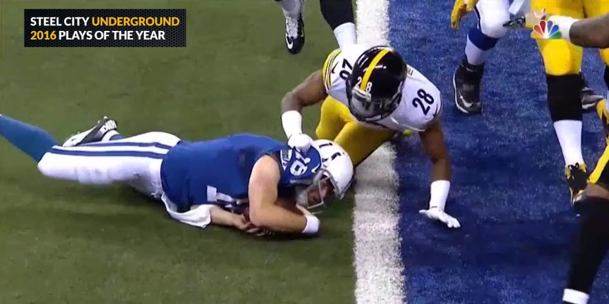 Pittsburgh Steelers safety Sean Davis makes a huge stop against the Colts