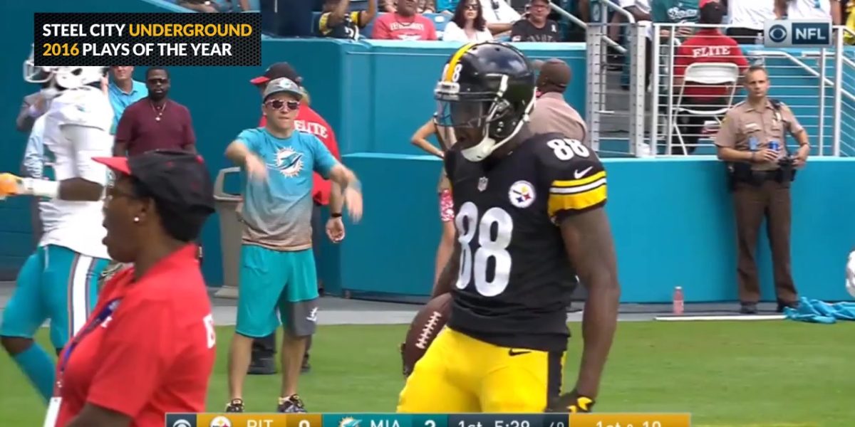 Darrius Heyward-Bey scores a rushing touchdown against the Miami Dolphins