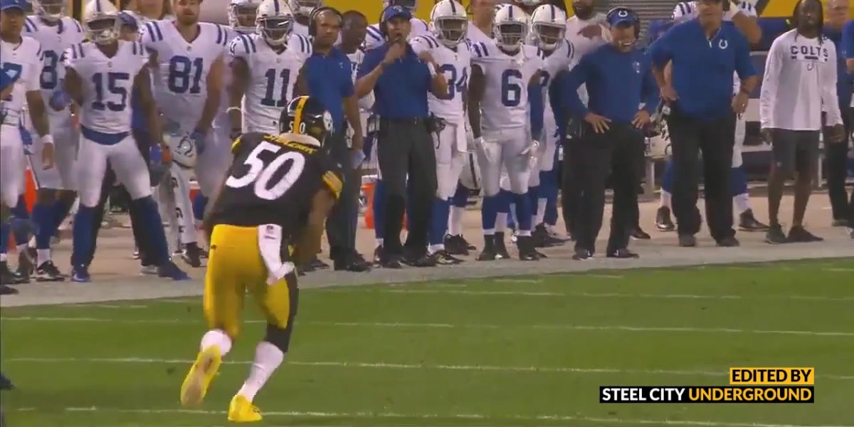 Ryan Shazier intercepts a pass in Steelers versus Colts