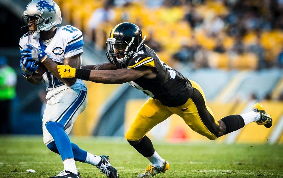 Steelers safety Sean Davis makes a play against the Detroit Lions (2016)
