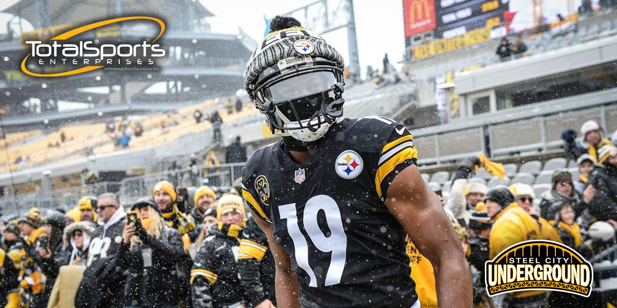 Steelers receiver JuJu Smith-Schuster makes a catch against the New England Patriots in Week 15 of the 2017 NFL Season