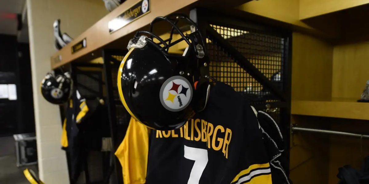 Steelers quarterback Ben Roethlisberger's jersey hangs in the locker room before game day