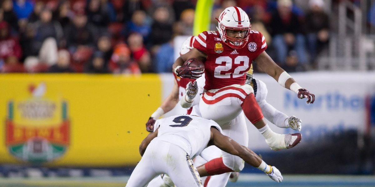 Running back Devine Ozigbo of the University of Nebraska runs the ball