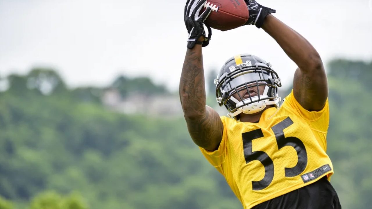 Pittsburgh Steelers linebacker Devin Bush works out during 2019 OTAs