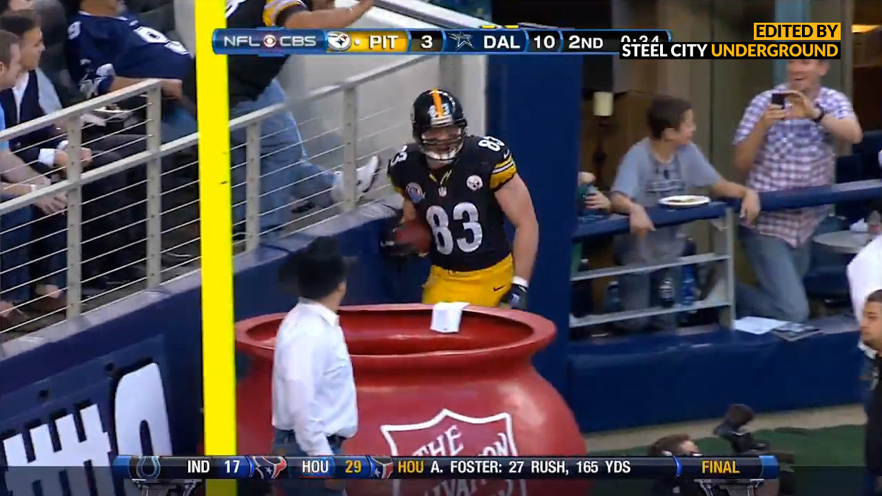 Big Ben famously extends play to get TD toss to Miller