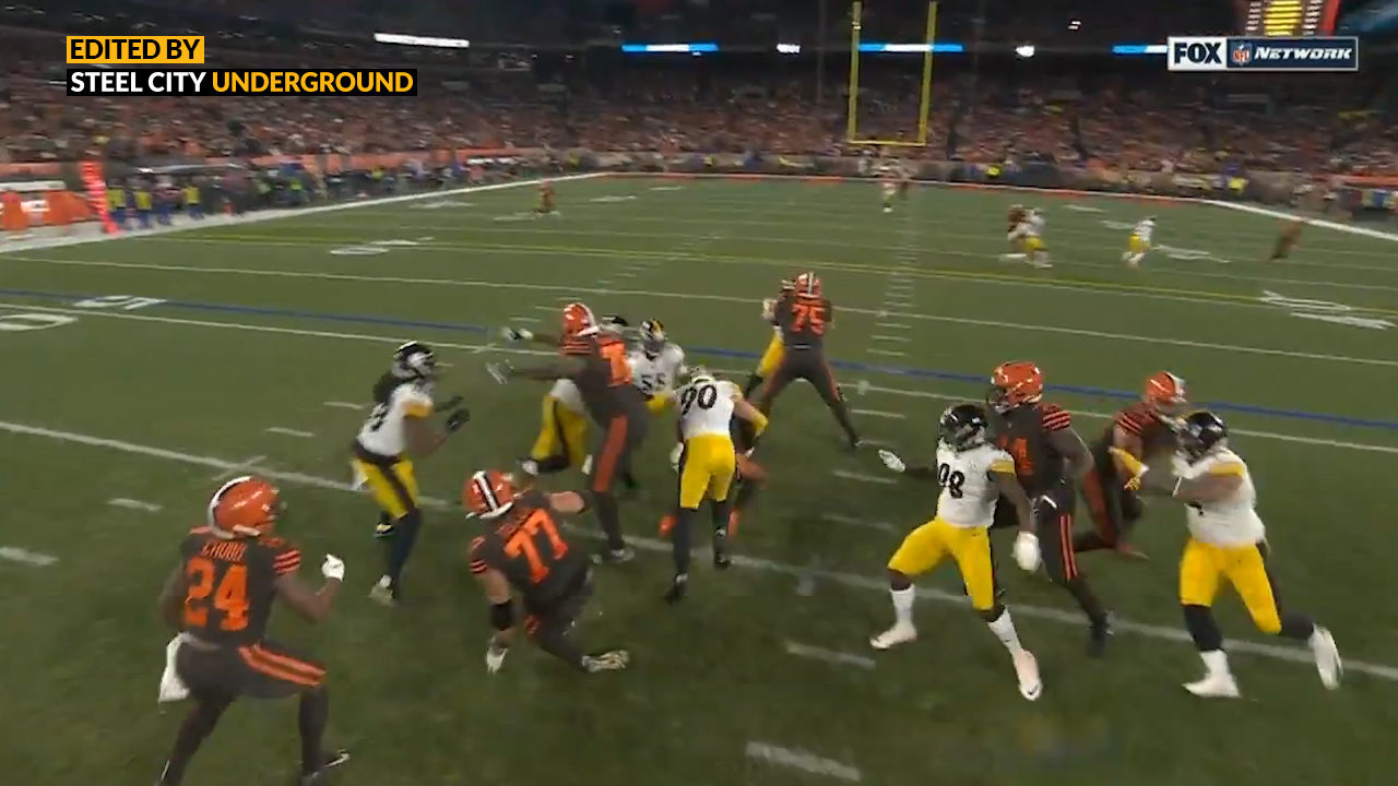 Pittsburgh Steelers LB T.J. Watt sacks Baker Mayfield`