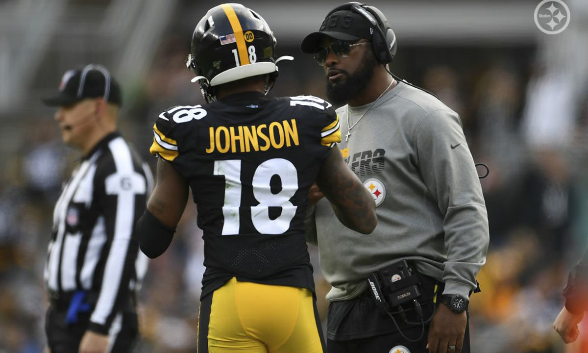 Pittsburgh Steelers head coach Mike Tomlin with Diontae Johnson