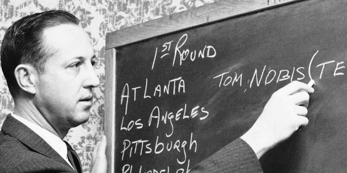 NFL Commissioner Pete Rozelle creates the first ever NFL Draft board in 1936 (PFHOF)