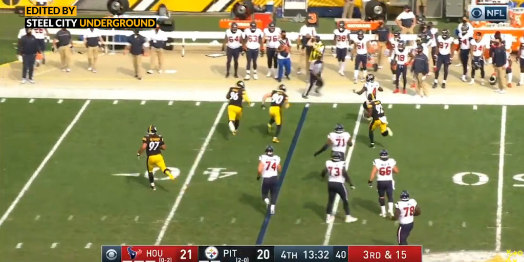 Pittsburgh Steelers CB Mike Hilton intercepts Texans QB Deshaun Watson