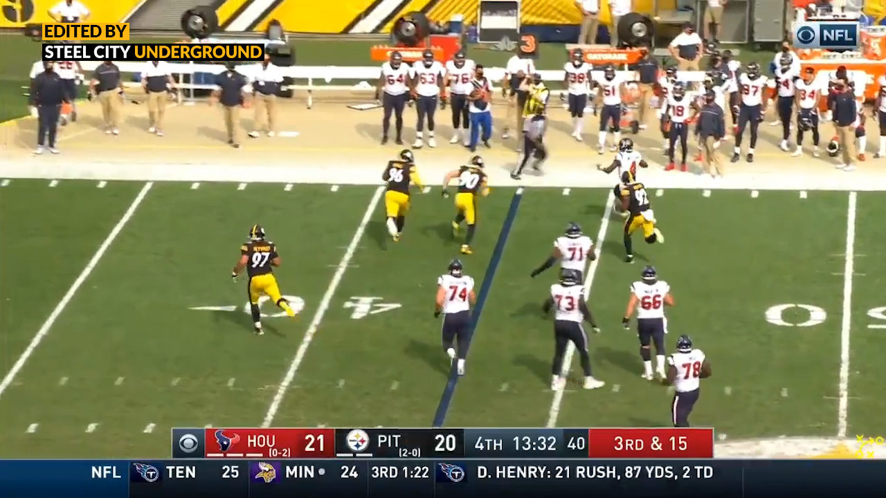 Pittsburgh Steelers CB Mike Hilton intercepts Texans QB Deshaun Watson