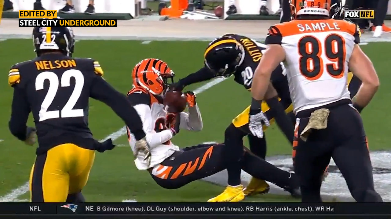Watch: Cameron Sutton forces fumble with strong strip of Bengals WR Tee Higgins