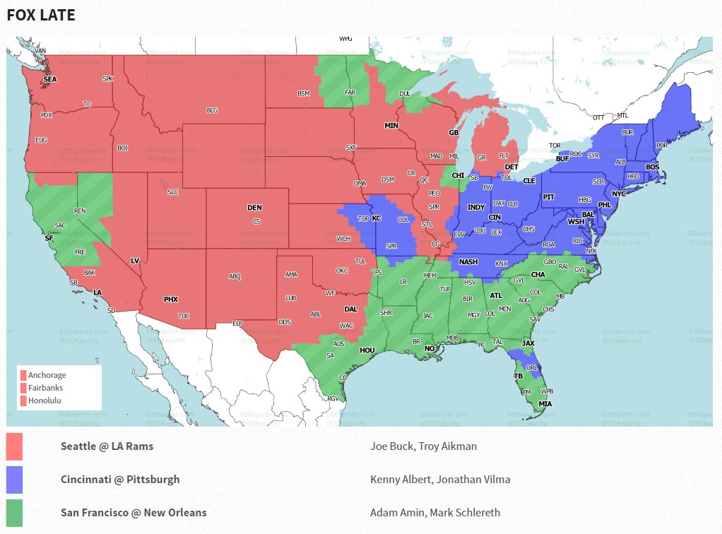 NFL TV Map 2020 Week 10