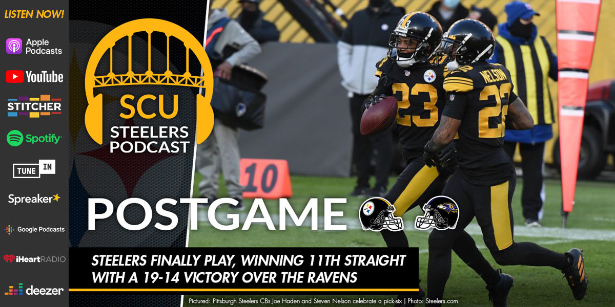 Steelers finally play, winning 11th straight with a 19-14 victory over the Ravens