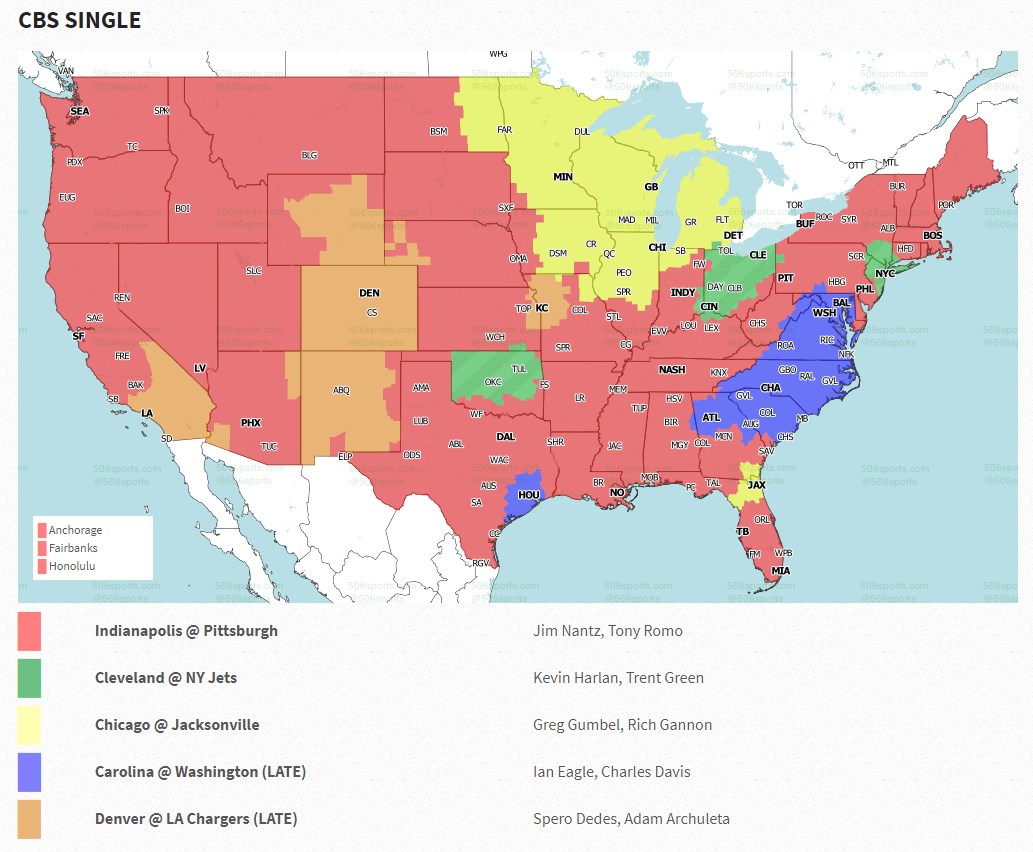 NFL TV Map 2020 Week 16