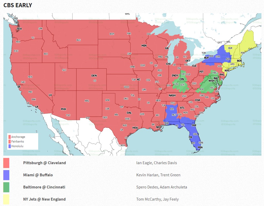 NFL TV Map 2020 Week 17
