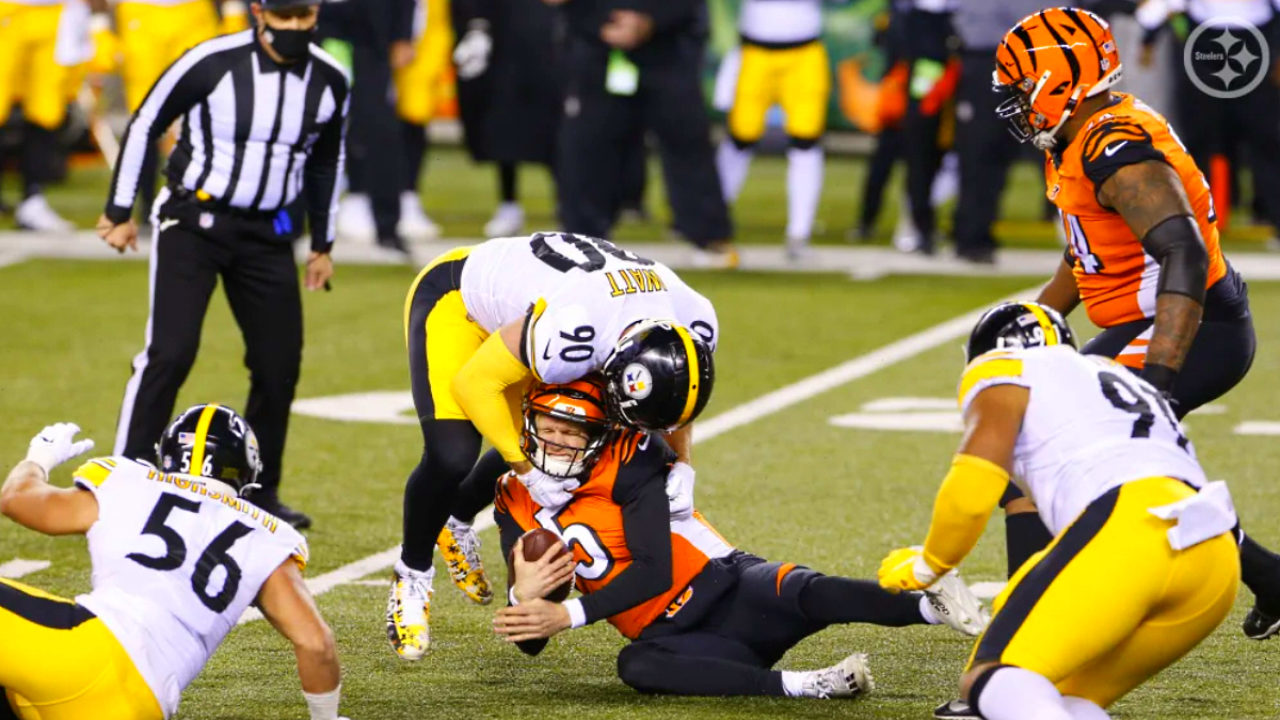 Pittsburgh Steelers TJ Watt, Alex Highsmith, and Stephon Tuitt vs Bengals