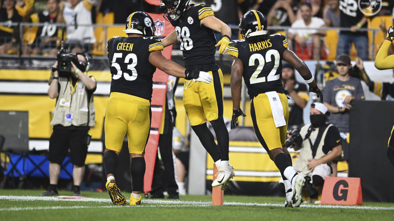 Pittsburgh Steelers celebrate a touchdown against the Lions