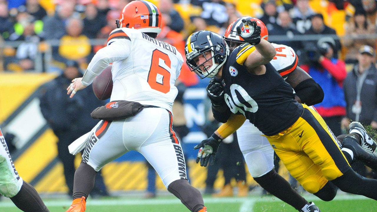 Steelers T.J. Watt sacks Browns Baker Mayfield