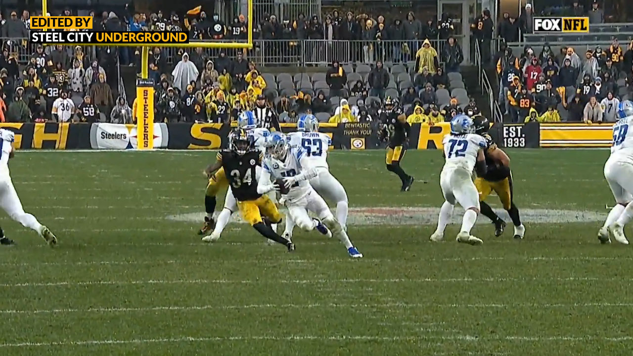 Pittsburgh Steelers S Terrell Edmunds sacks Lions QB Jared Goff