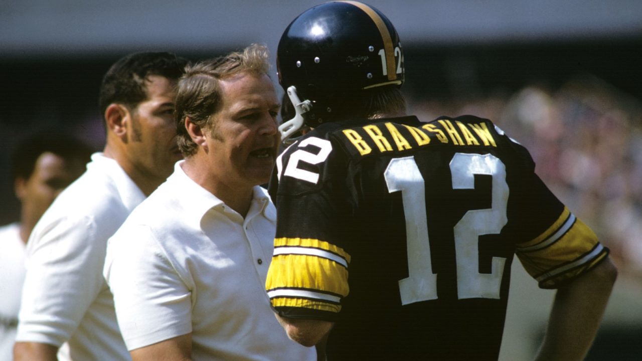 Chuck Noll with Terry Bradshaw
