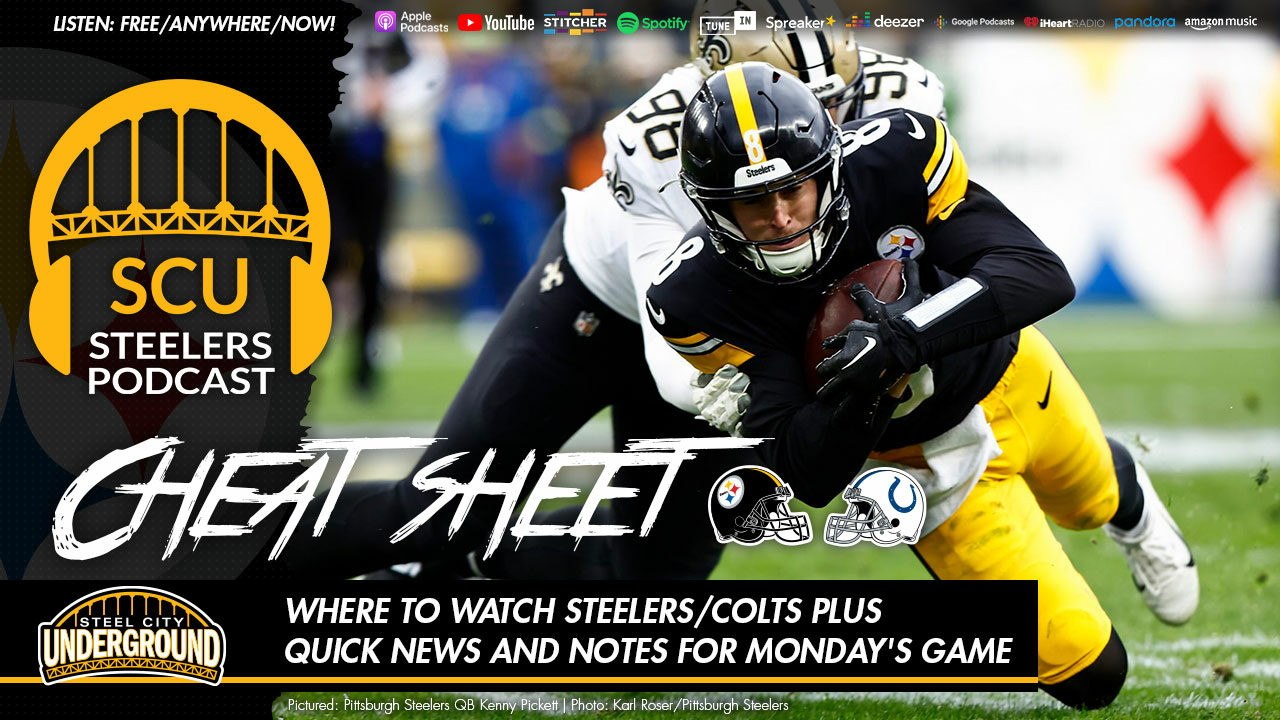 Where to watch Steelers/Colts plus quick news and notes for Monday's game