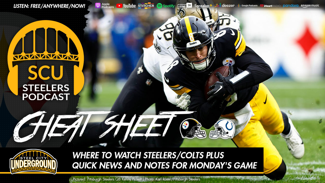 Where to watch Steelers/Colts plus quick news and notes for Mondays game