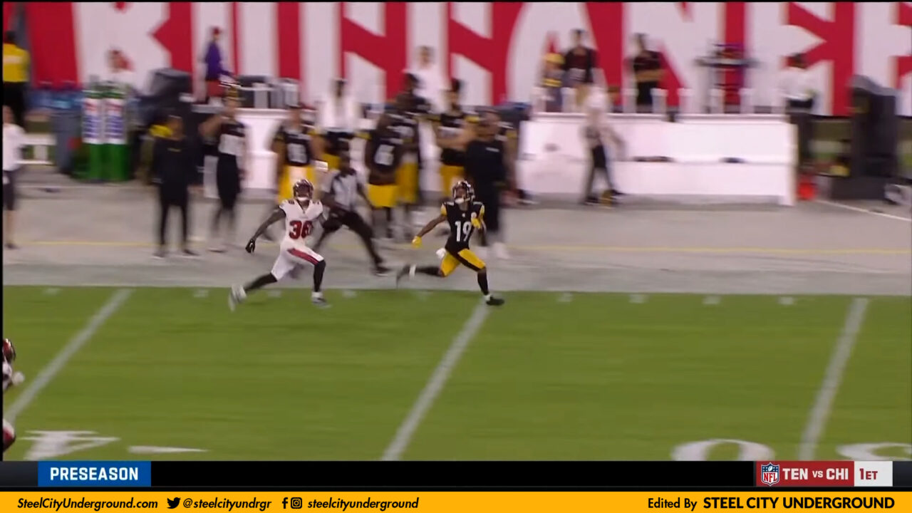 Watch: Calvin Austin to the house on deep pass over Bucs