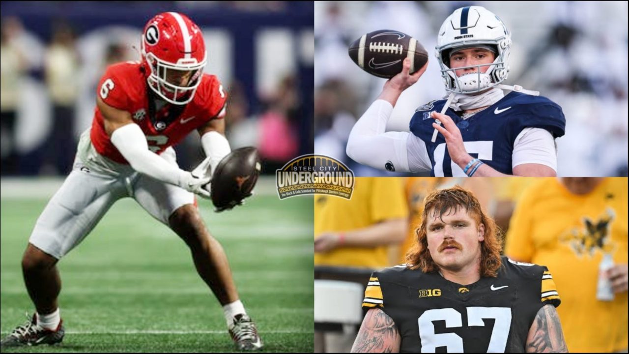 Pittsburgh Steelers draft selections Drew Allar, Gennings Dunker, and Daylen Everette